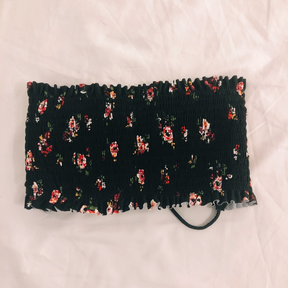 Floral bandeau bikini top